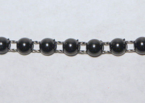 Black Fused Pearl String Half Beads 6mm 36 Yards