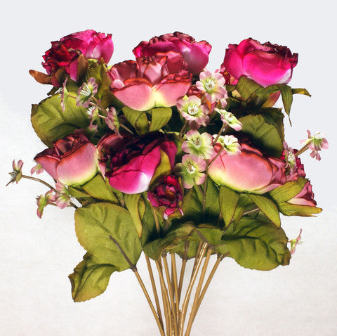 Bouquet Silk Flowers Fuchsia & Lt Pink 1pc