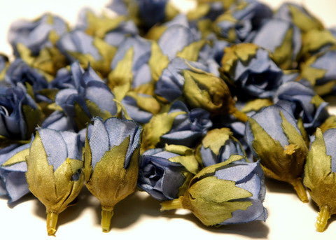 Dusty Blue Poly Silk Rose Bud Heads 120pcs