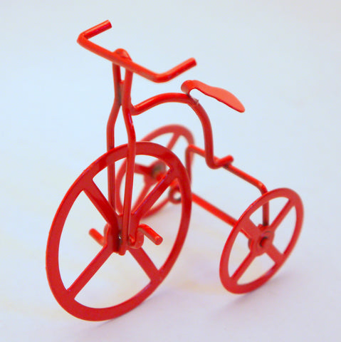 Red Enamel Tricycle Ornaments 6pcs