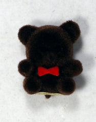 Flocked Miniature Teddy Bears Rounded Dark Brown 1'' 12pcs