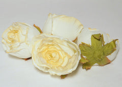 Off-White Large Poly Silk Rose Bud Heads 12pcs