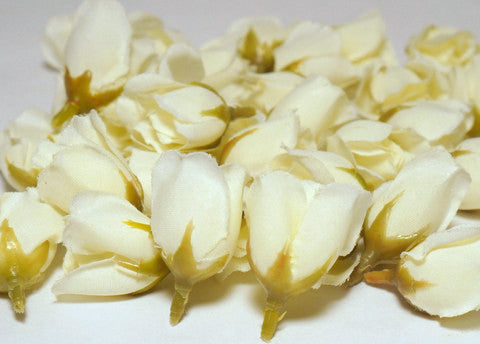 Off-White Poly Silk Rose Bud Heads 120pcs