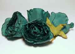 Teal Large Poly Silk Rose