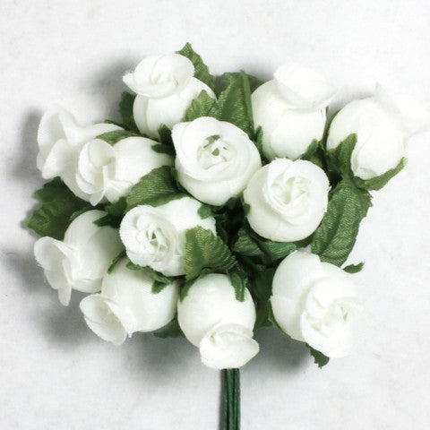 White Poly Rose Silk Flowers 0.75'' 144pcs