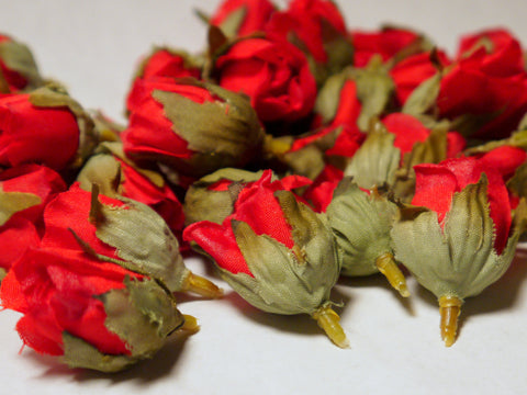 Red Poly Silk Rose Bud Heads 120pcs