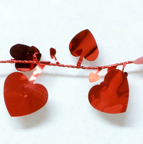 Metallic Red Heart Garland 9' 1pcs