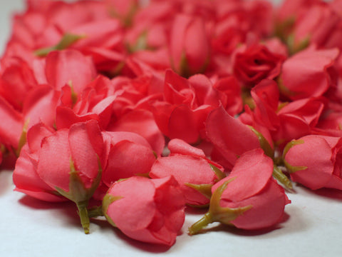 Deep Pink Poly Silk Rose Bud Heads 120pcs