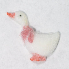 Flocked Miniature Geese Flat White with Red Scarf 1'' 12pcs