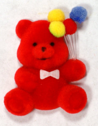 Flocked Miniature Party Teddy Bear Flat Red 1.25'' 12pcs