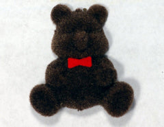 Flocked Miniature Teddy Bears Flat Dark Brown 1.25'' 12pcs