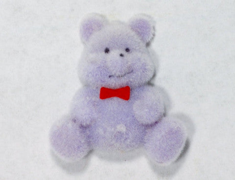 Flocked Miniature Teddy Bears Flat Purple 1.25'' 12pcs