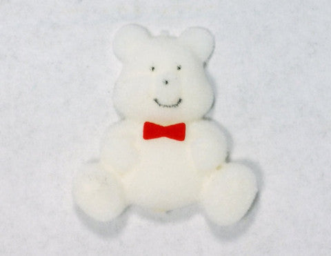 Flocked Miniature Teddy Bears Flat White 1.25'' 12pcs