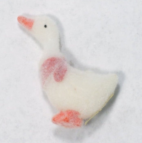 Flocked Miniature Geese Rounded White with Red Scarf 1'' 12pcs