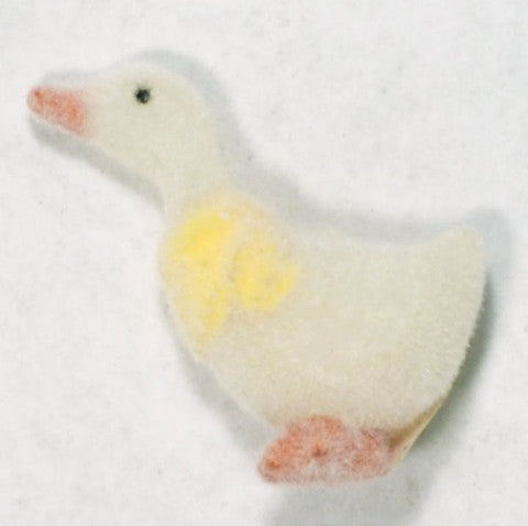 Flocked Miniature Geese Rounded White with Yellow Scarf 1'' 12pcs