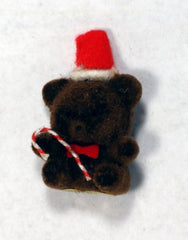 Flocked Miniature Holiday Teddy Bears Rounded Dark Brown 1'' 12pcs