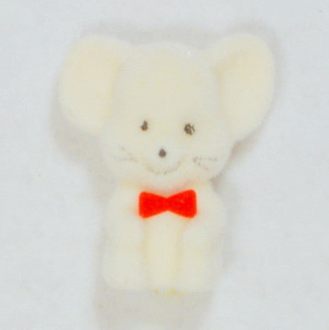 Flocked Miniature Mouse Rounded Off White  1'' 12pcs