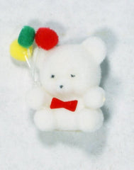 Flocked Miniature Party Teddy Bear Rounded White 1'' 12pcs
