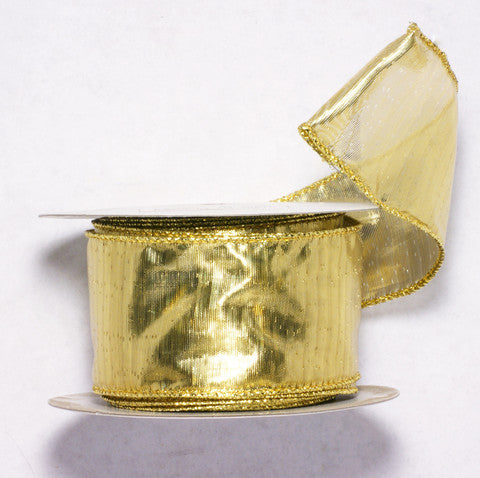Gold Mesh Wire Ribbon 2'' 10 Yards