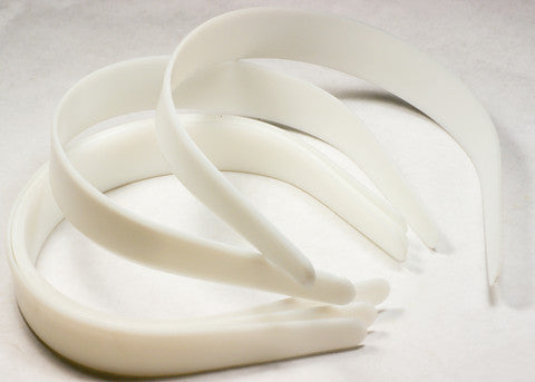 White Plastic Headbands 1'' 12pcs