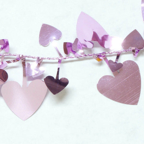 Metallic Lavender Heart Garland 9' 1pcs