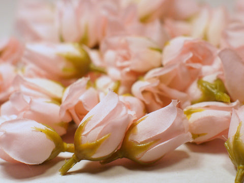 Pink Poly Silk Rose Bud Heads 120pcs