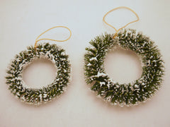 Flocked Bottle Brush Wreath Ornaments 6pcs