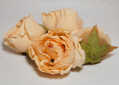 Peach Large Poly Silk Rose Bud Heads 12pcs