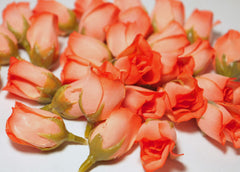 Peach Poly Silk Rose Bud Heads 120pcs