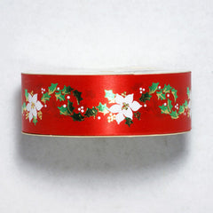 Offray Red Christmas Poinsettia Ribbon 7/16'' 25 Yards