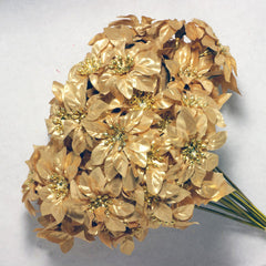Gold Poinsettia Silk Flowers 2''
