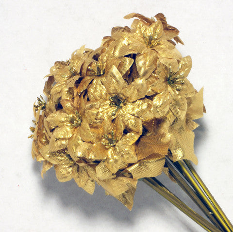 Formosa Crafts - Poinsettia Gold Mini Silk Flowers 1.5