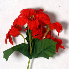 Red Poinsettia Silk Flowers 2''