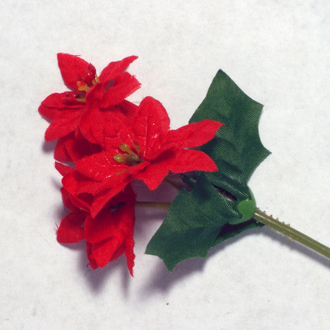 Red Poinsettia Mini Silk Flowers 1.5''