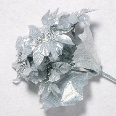 Silver Poinsettia Silk Flowers 2''