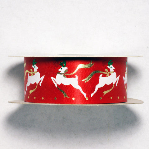 Offray Red Christmas Reindeer Ribbon 7/16'' 25 Yards