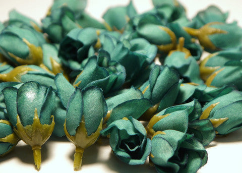 Teal Poly Silk Rose Bud Heads 120pcs