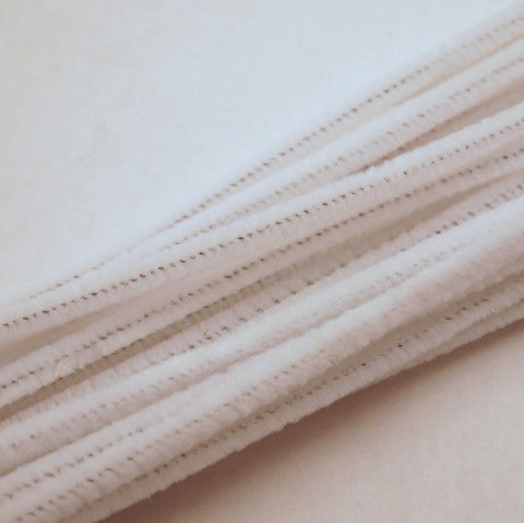 White Chenille Stems 6mm 100pcs