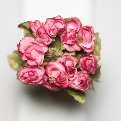Crimson Mini Rose Silk Flowers 0.5''