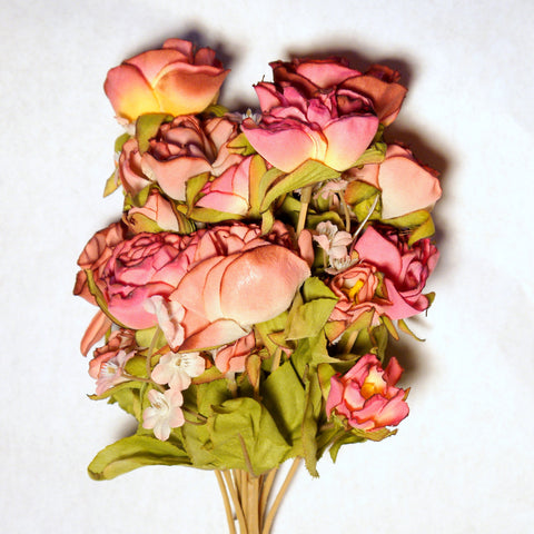 Bouquet Silk Flowers Dusty Rose 1pc