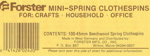 Formosa Crafts - Forster Spring Clothespins 100 Pieces Made in Germany