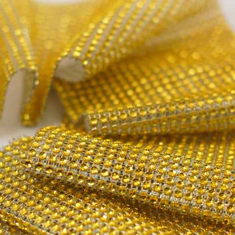Gold Diamond Rhinestone Ribbon Wrap 4.75'' 10 Yards