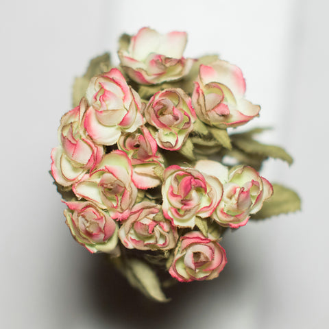Purple and Ivory Mini Rose Silk Flowers 0.5''