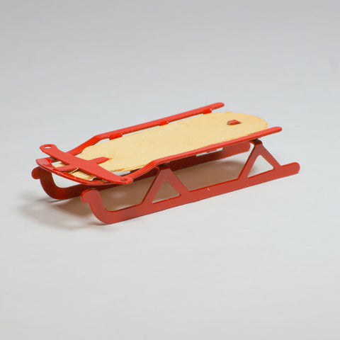 Red Enamel Sled Ornaments 3pcs
